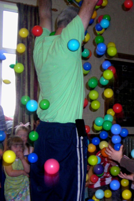John releases coloured balls
